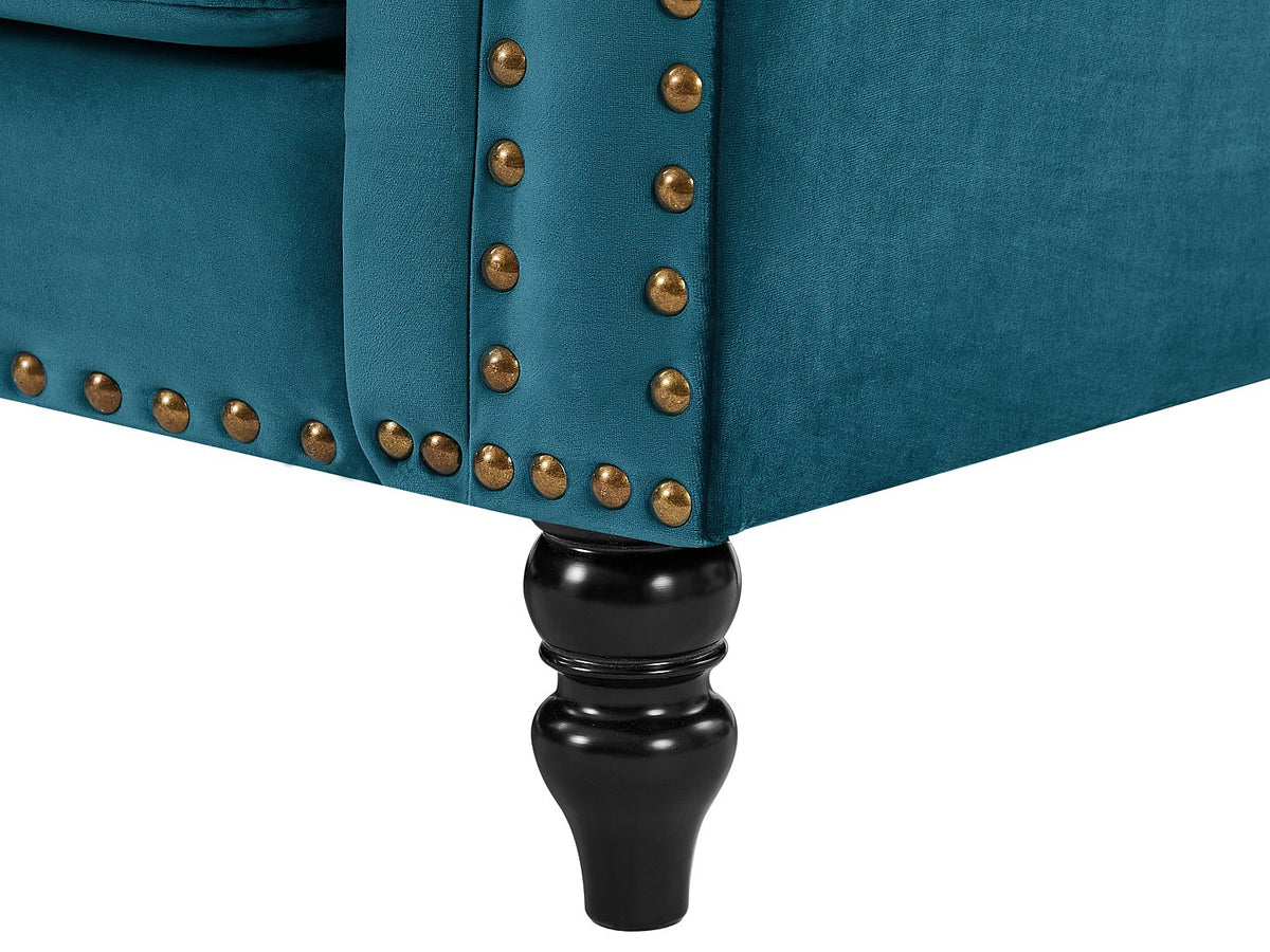 Assise déhoussable du canapé d'angle chesterfield TURNER bleu canard