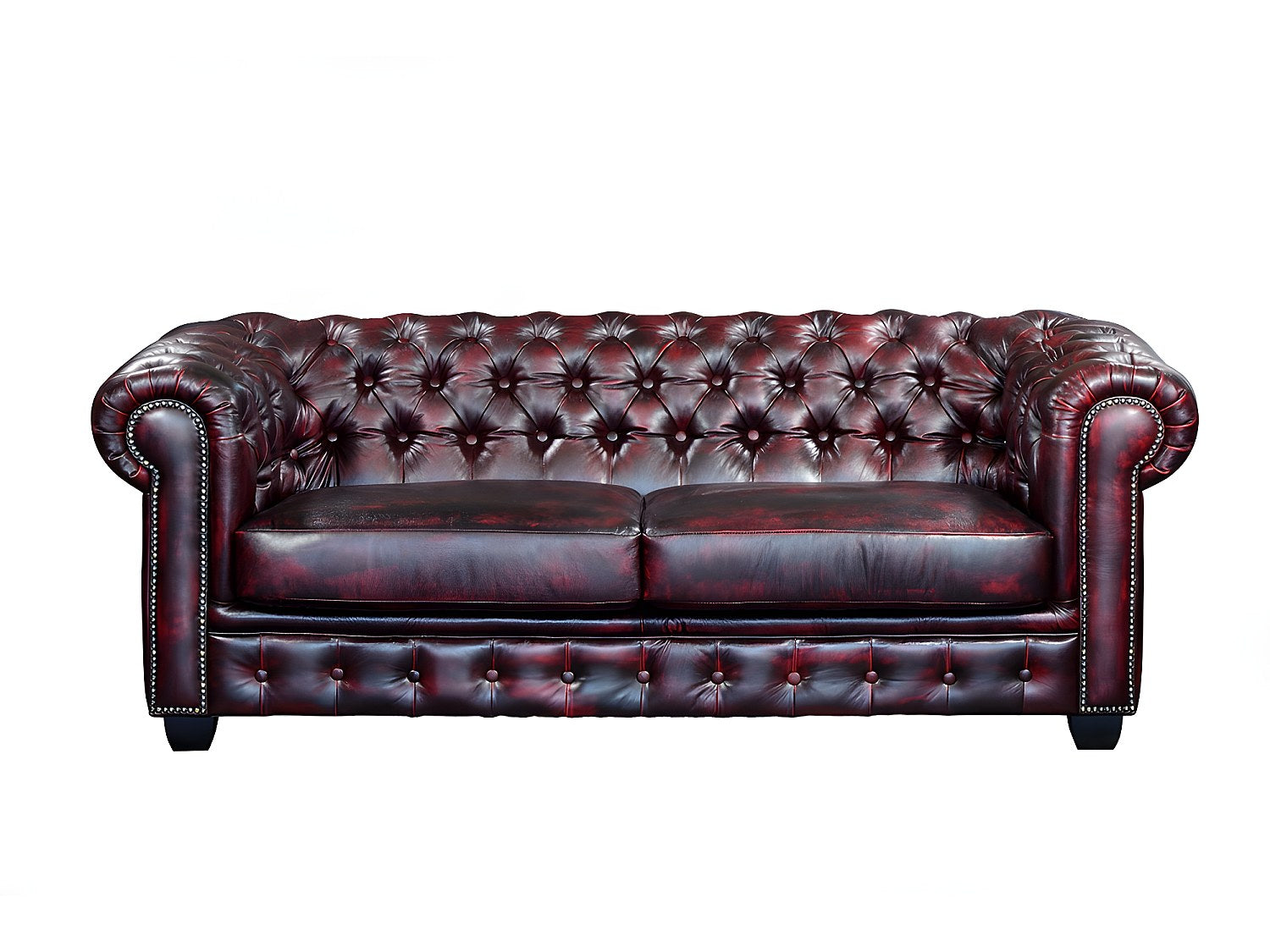 Accoudoirs cloutés du canapé chesterfield BRENTON en cuir de buffle