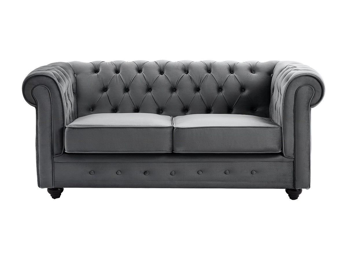 Détail du velours gris anthracite du canapé chesterfield MELROSE