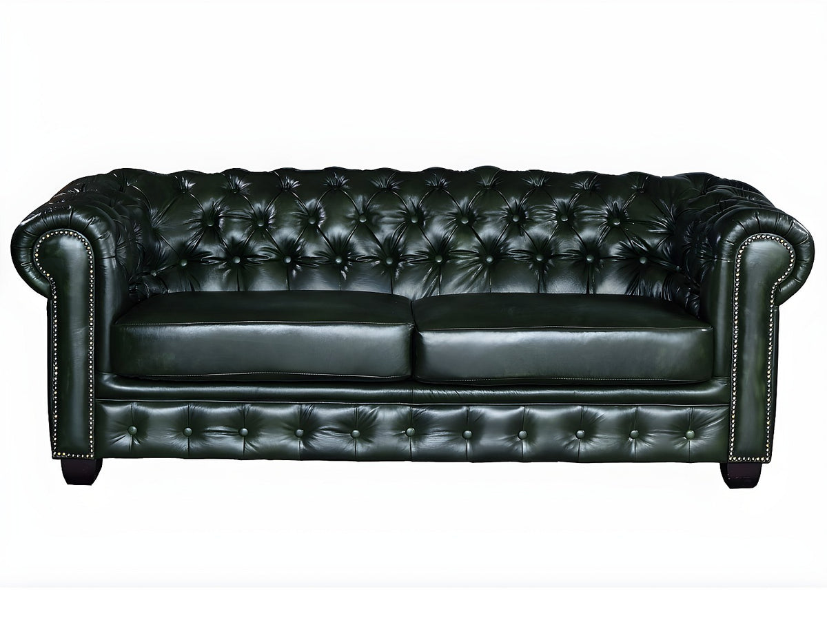 Accoudoirs cloutés du canapé chesterfield BRENTON en cuir de buffle