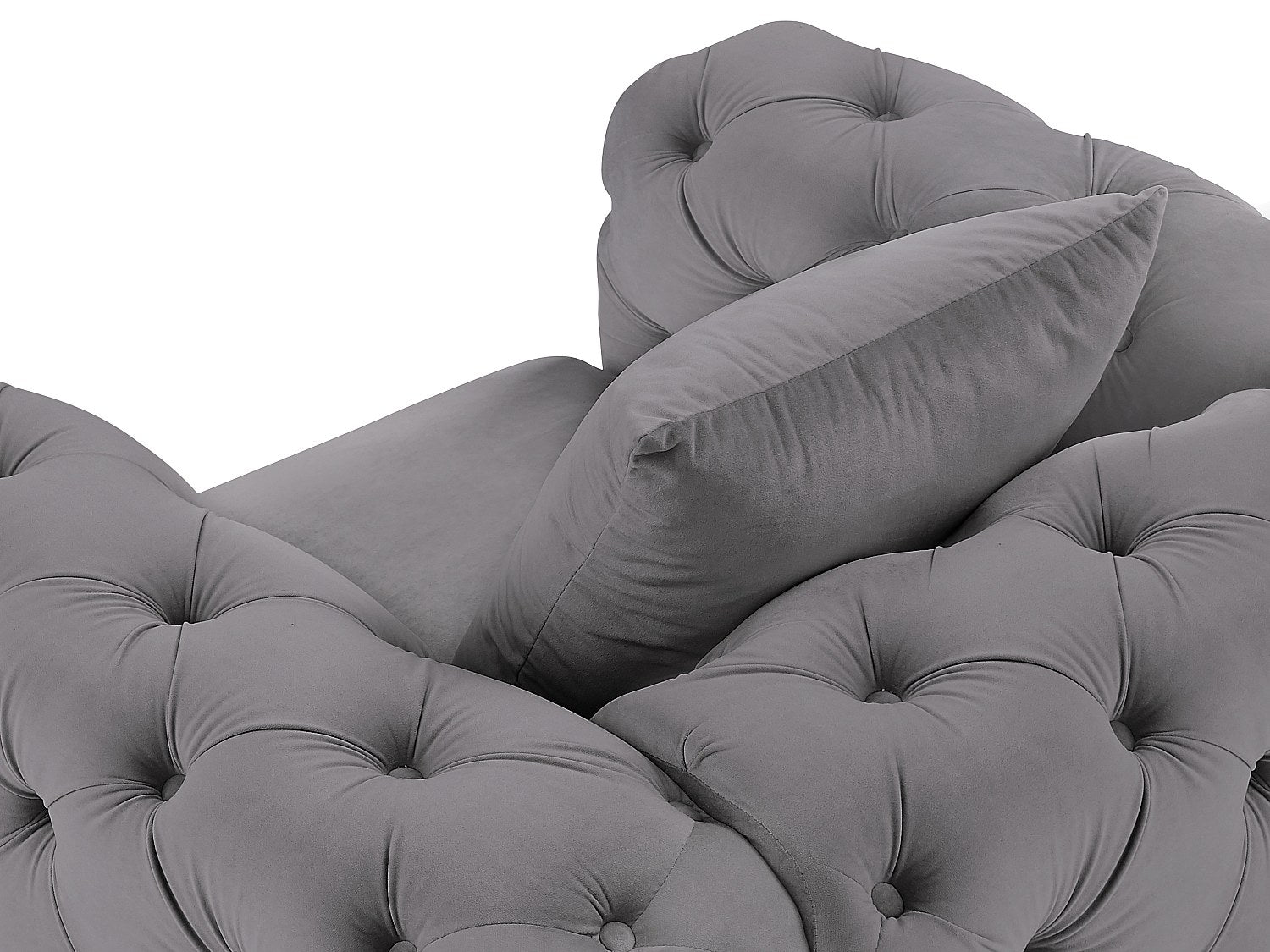 Vue d'ensemble du fauteuil chesterfield EDWINA 1 place gris anthracite