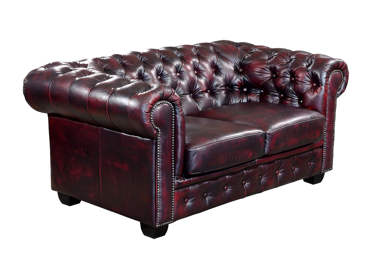 Assise capitonnée du canapé chesterfield BRENTON 2 places en cuir