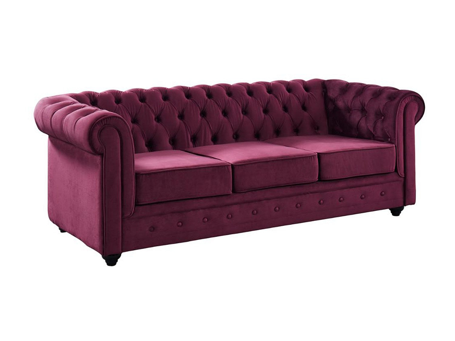 Accoudoirs roulés du canapé chesterfield SHERWOOD bordeaux