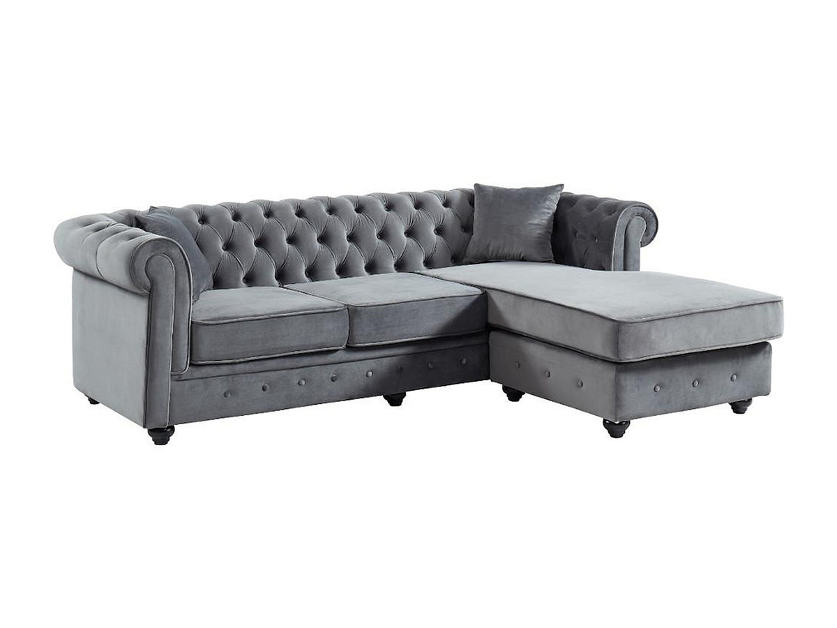 Capitonnage profond du canapé d'angle chesterfield TOLEDO anthracite