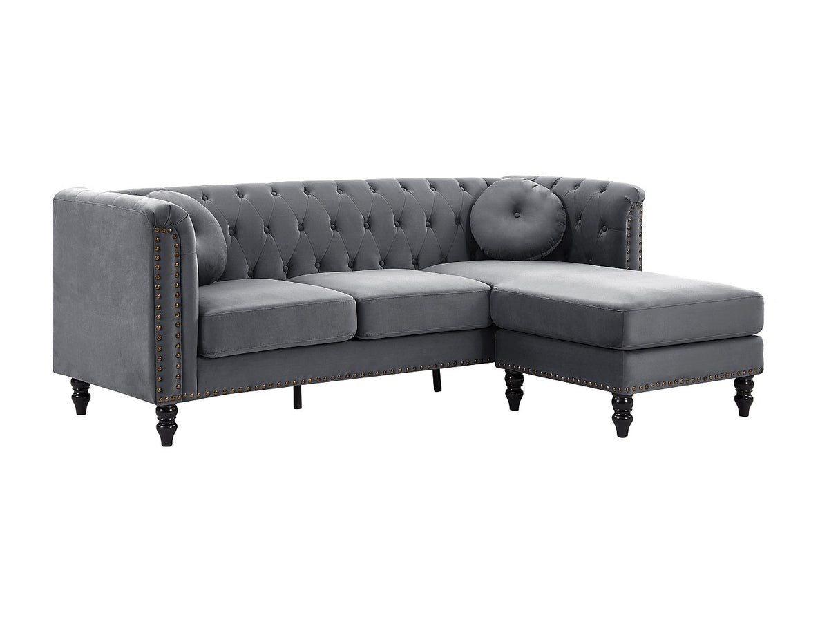 Méridienne réversible du canapé chesterfield TURNER gris anthracite
