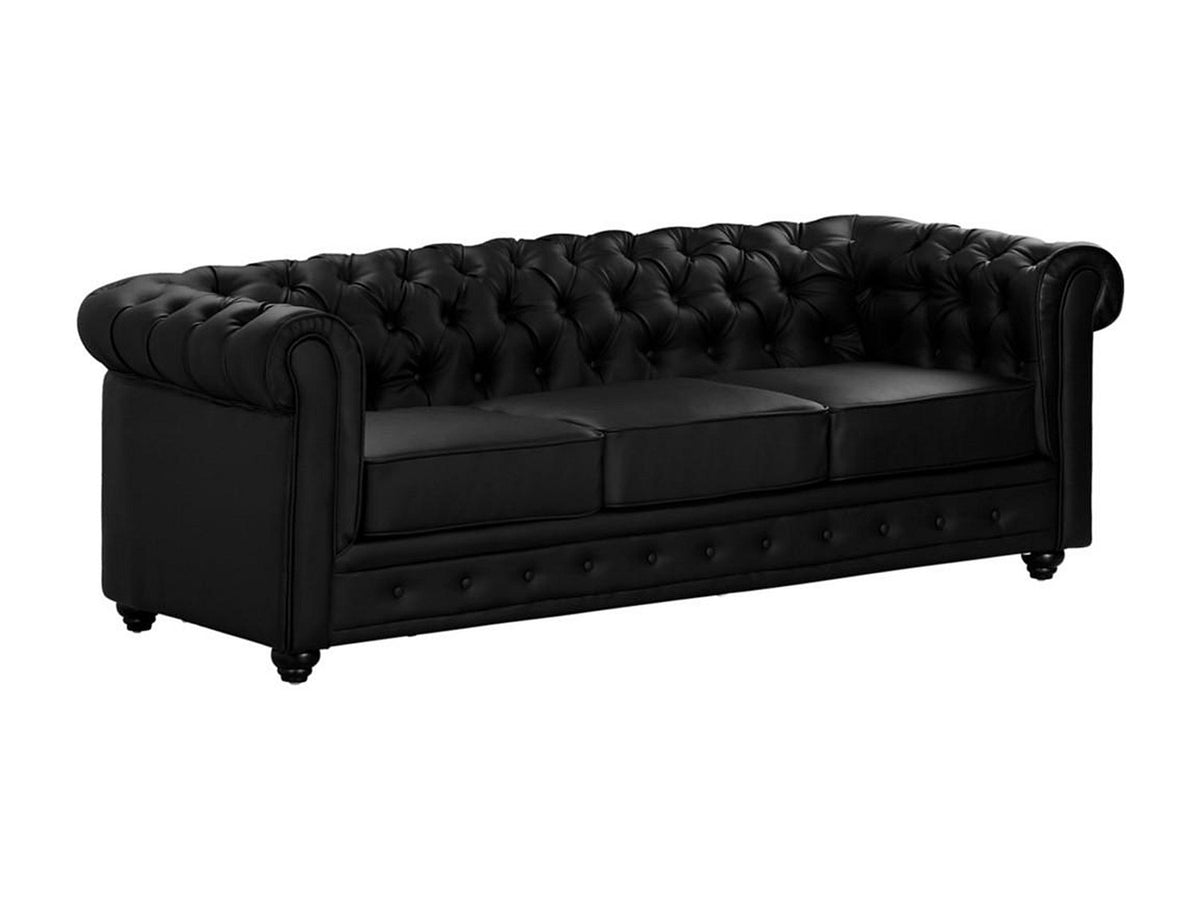 Pieds en bois du canapé chesterfield IRVING simili noir