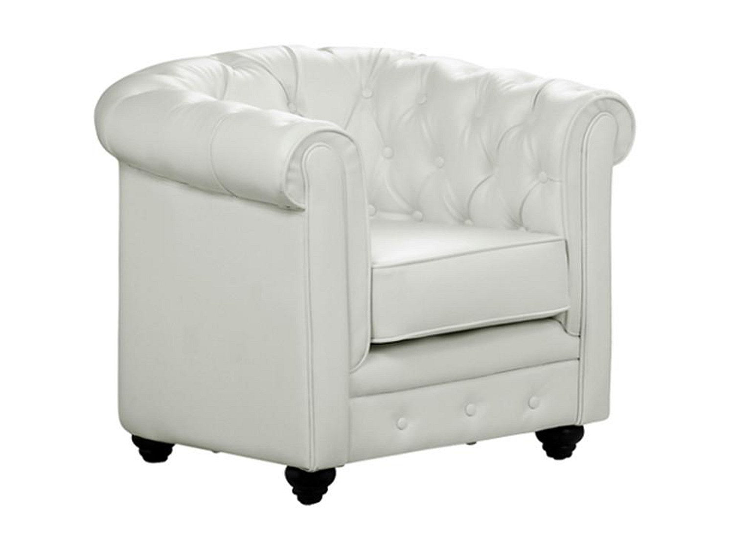 Vue d'ensemble du fauteuil chesterfield IRVING 1 place blanc