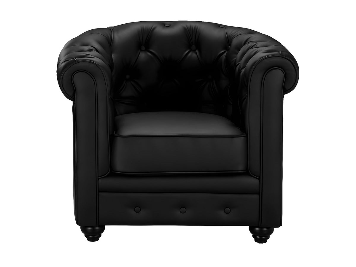 Capitonnage et accoudoirs du fauteuil chesterfield IRVING noir