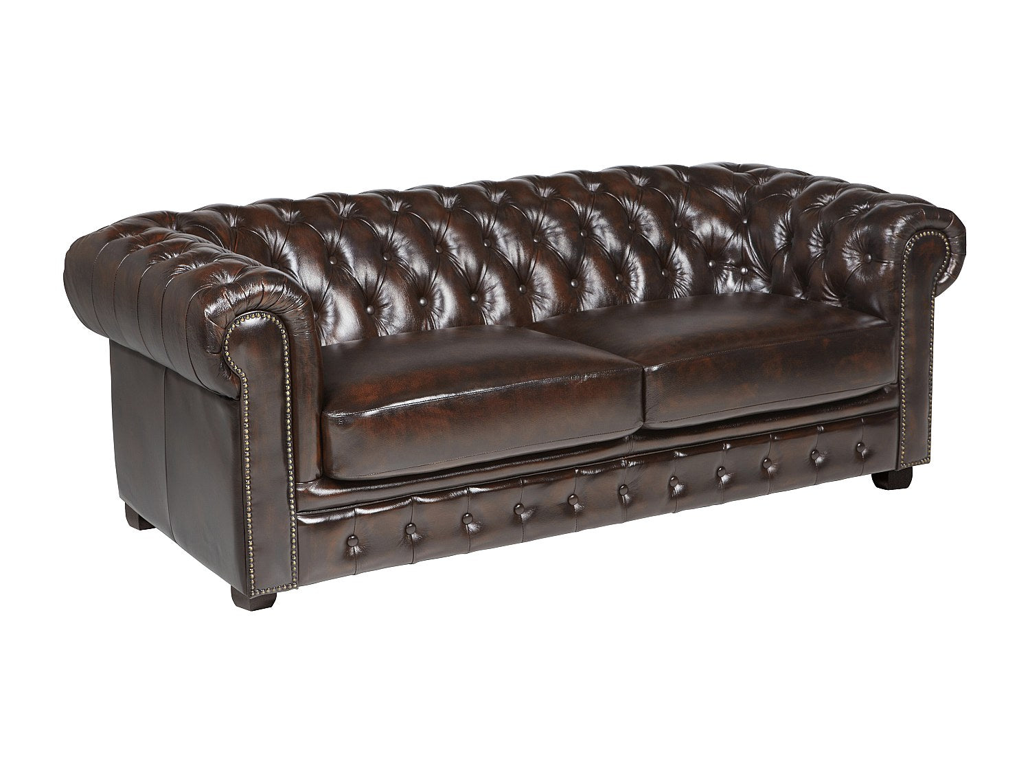 Assise du canapé chesterfield BRENTON 3 places en cuir de buffle