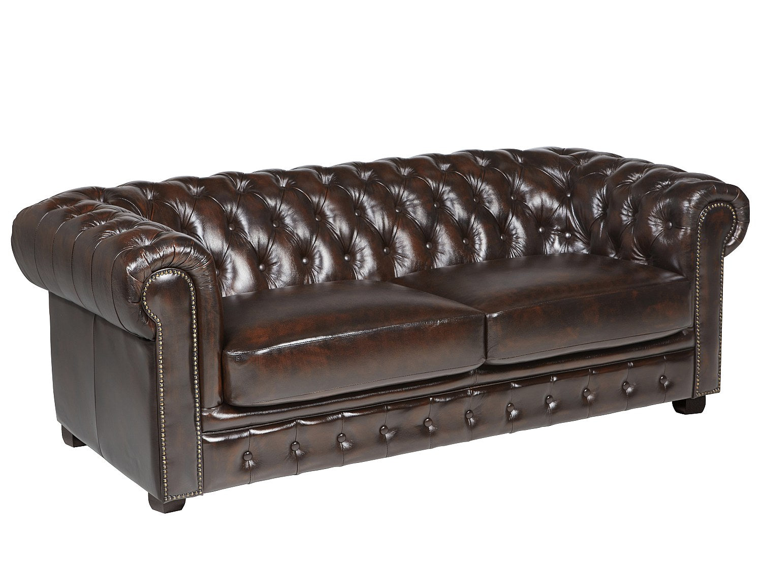 Capitonnage profond du canapé chesterfield BRENTON cuir bordeaux