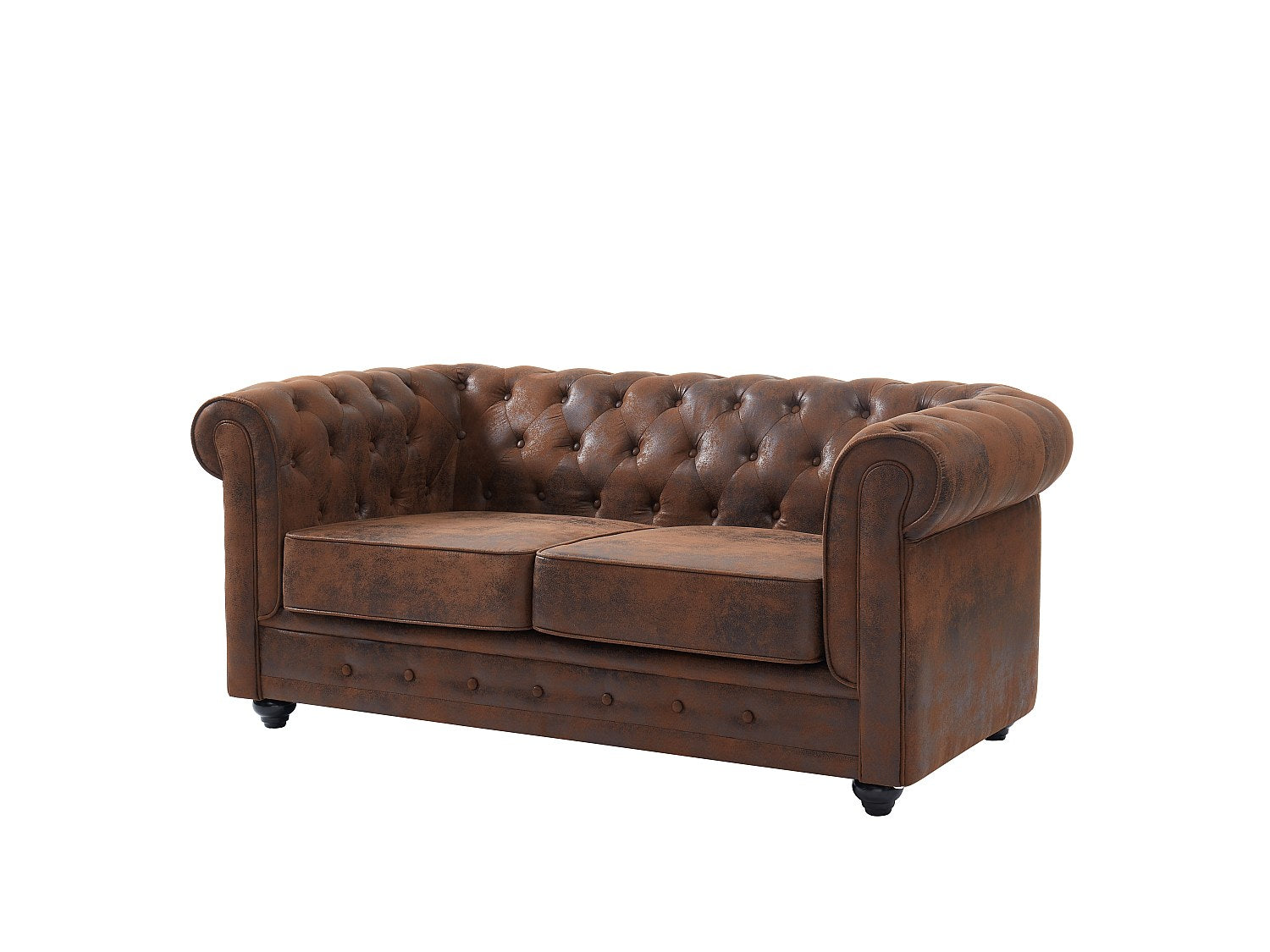Capitonnage du canapé chesterfield CARLTON 3 places microfibre marron