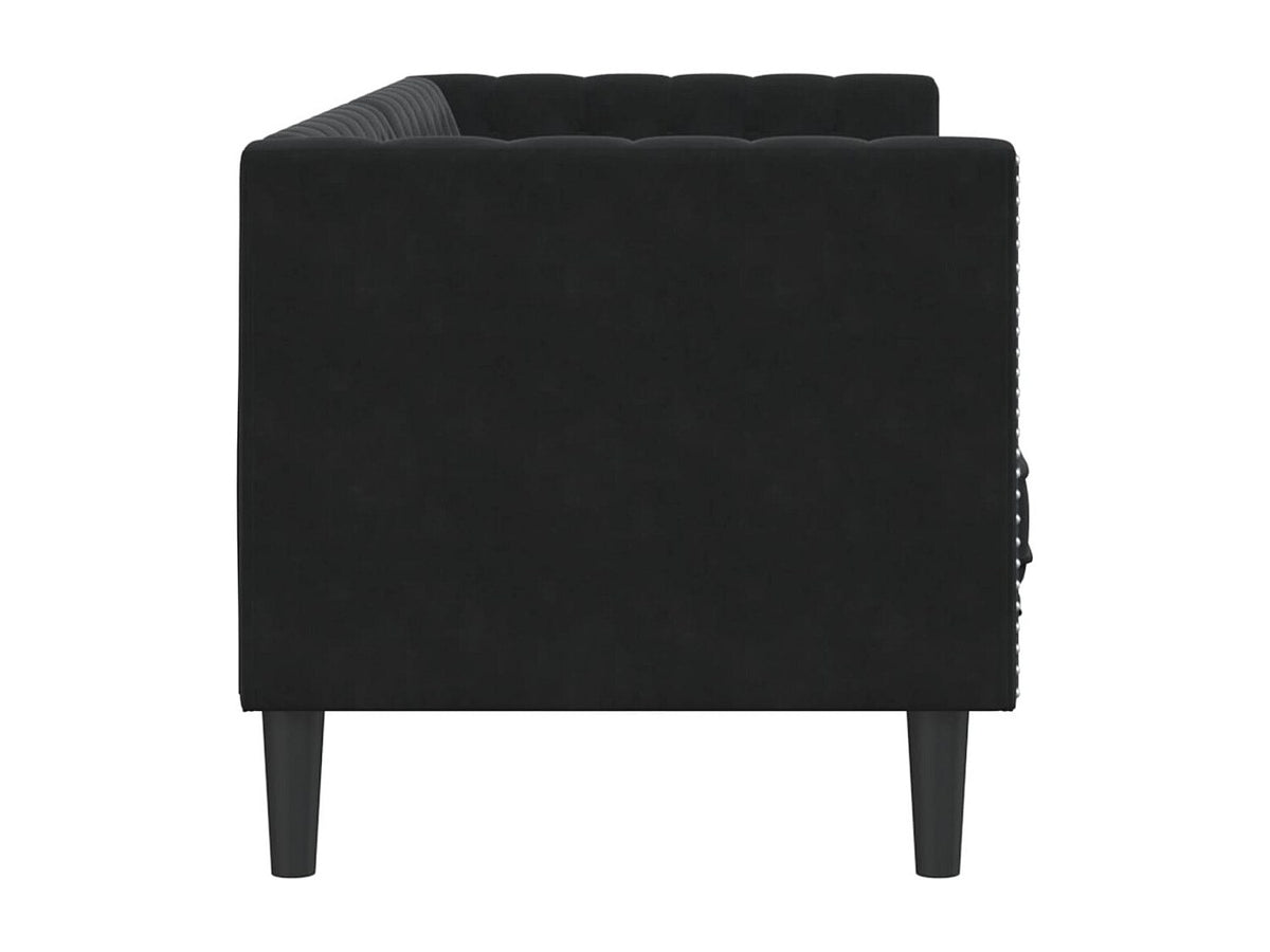 Détail du velours noir du canapé chesterfield OSBORNE