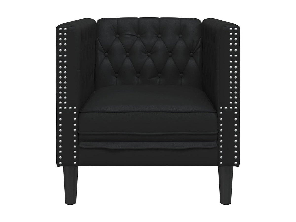 Assise du fauteuil chesterfield DARWIN en simili cuir noir