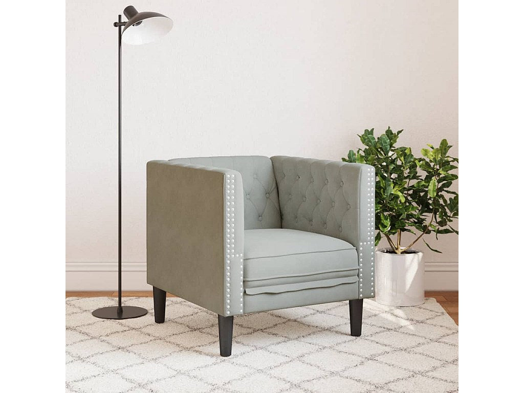 Accoudoirs rembourrés du fauteuil chesterfield CROMWELL velours gris