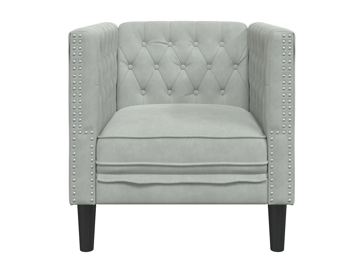 Assise moelleuse du fauteuil chesterfield CROMWELL gris clair