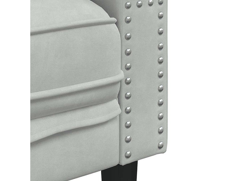 Pieds en bois massif du fauteuil chesterfield CROMWELL gris clair