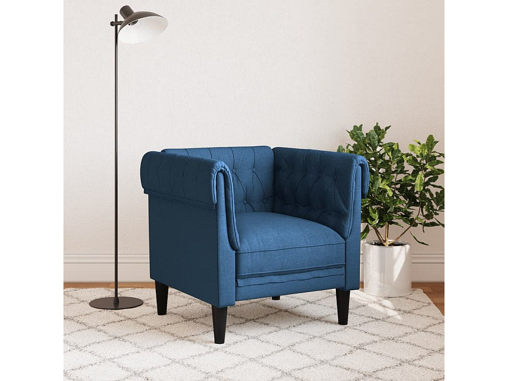 Accoudoirs roulés du fauteuil chesterfield MARLOW bleu