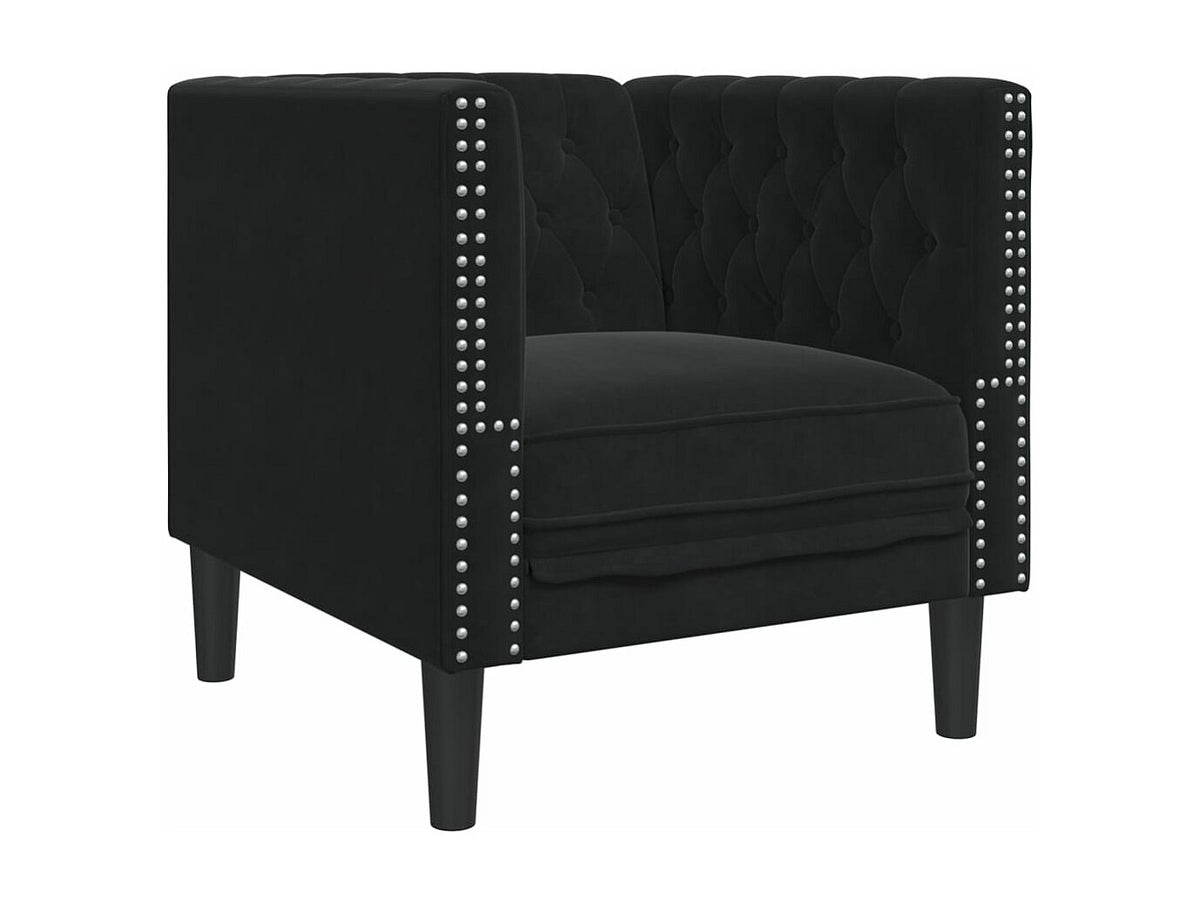 Capitonnage à boutons tuftés du fauteuil chesterfield FAIRFAX noir