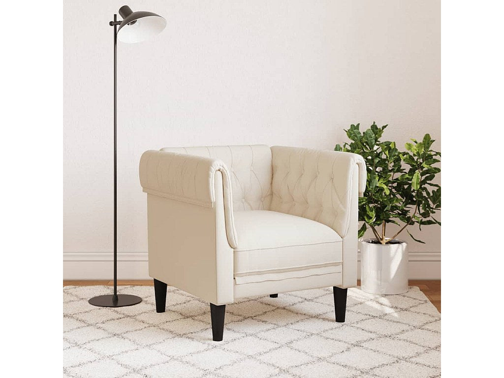 Accoudoirs roulés du fauteuil chesterfield GALTON crème