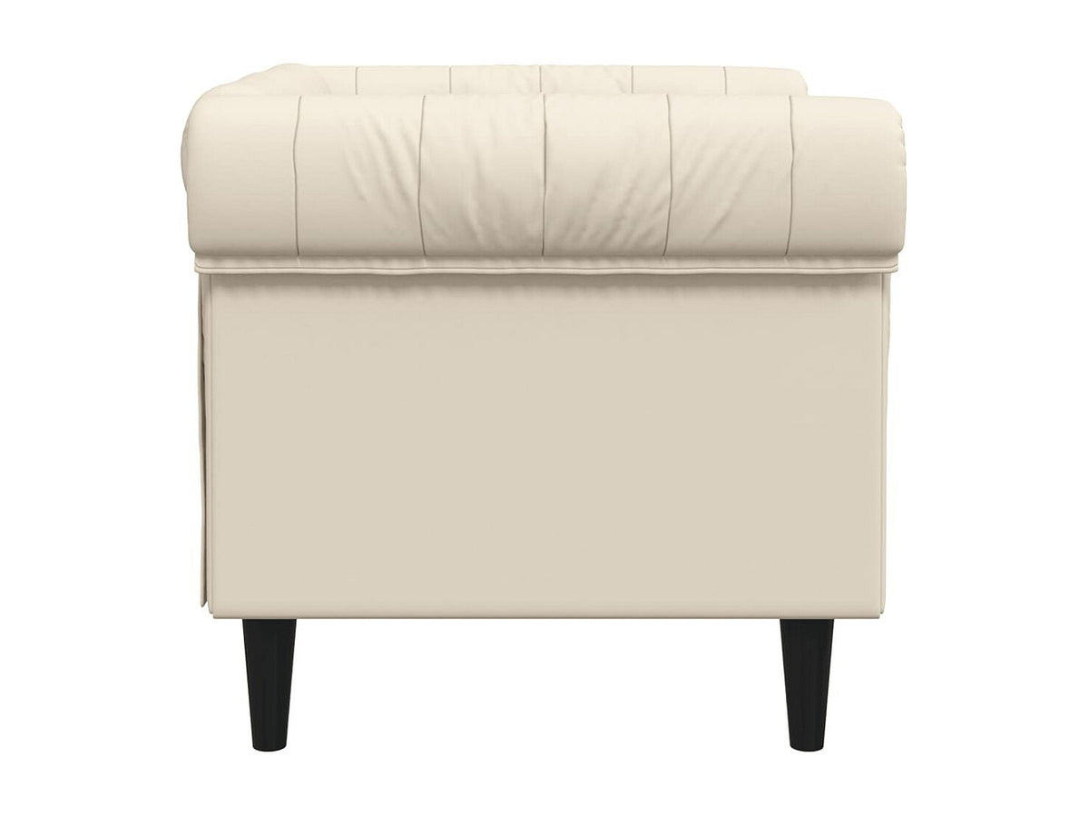 Détail du tissu crème du fauteuil chesterfield GALTON