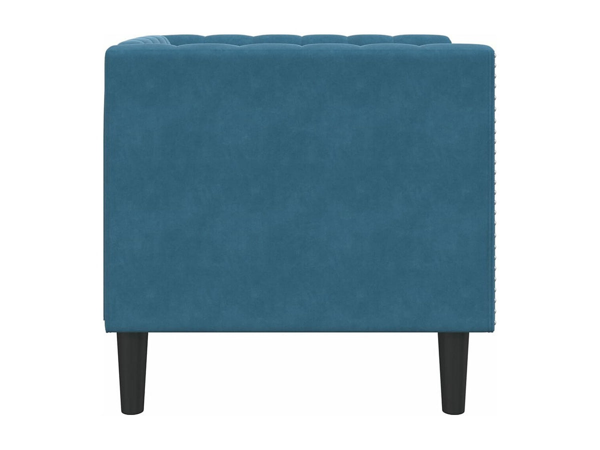 Assise moelleuse du fauteuil chesterfield DENTON bleu
