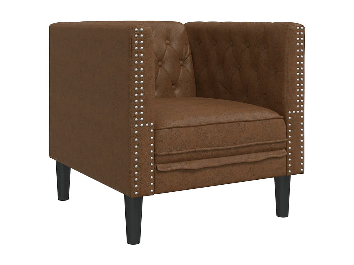Capitonnage boutonné du fauteuil chesterfield PRESTON marron