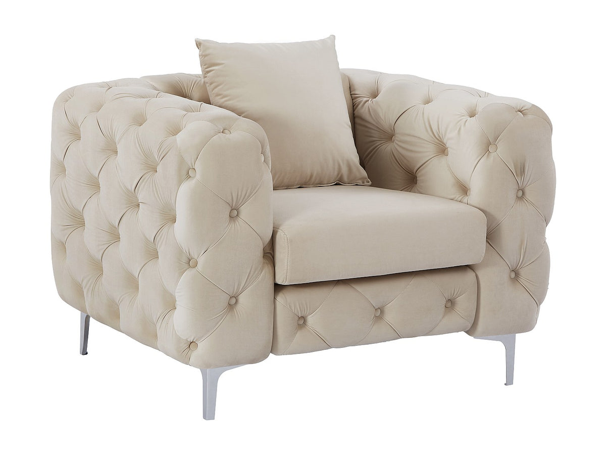 Pieds en métal du fauteuil chesterfield EDWINA beige