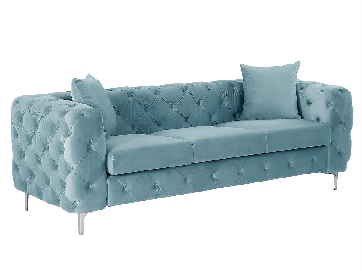 Accoudoirs roulés du canapé chesterfield EDWINA bleu ciel