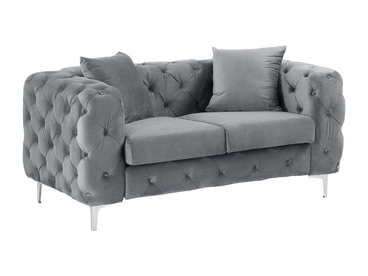 Accoudoirs roulés du canapé chesterfield EDWINA gris anthracite 2 places