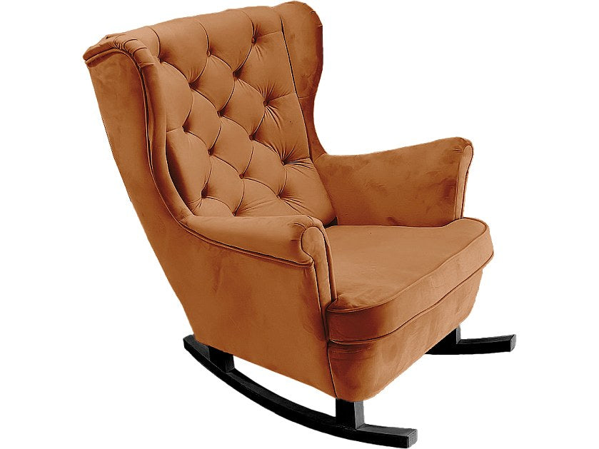 Capitonnage du fauteuil chesterfield MAYFAIR en tissu orange