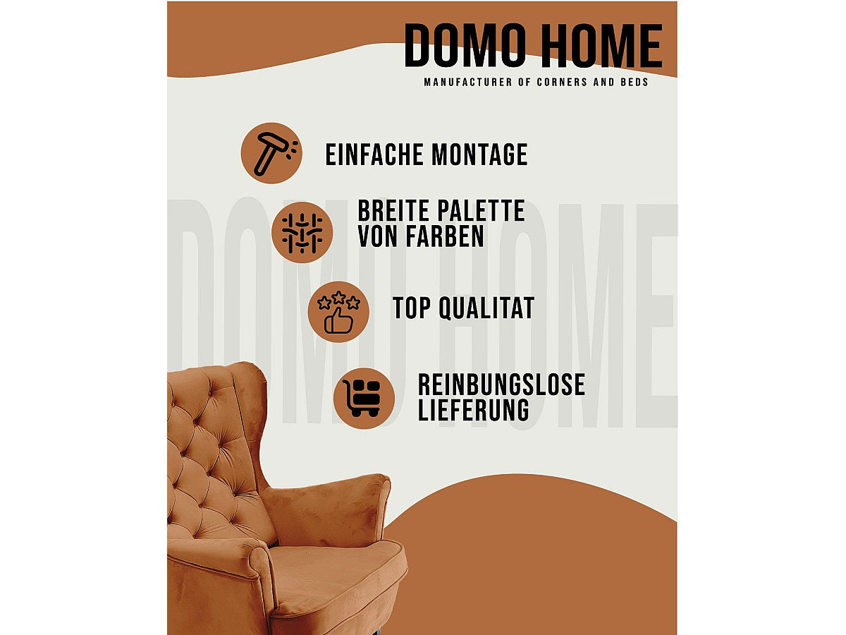 Assise rembourrée du fauteuil chesterfield MAYFAIR tissu orange