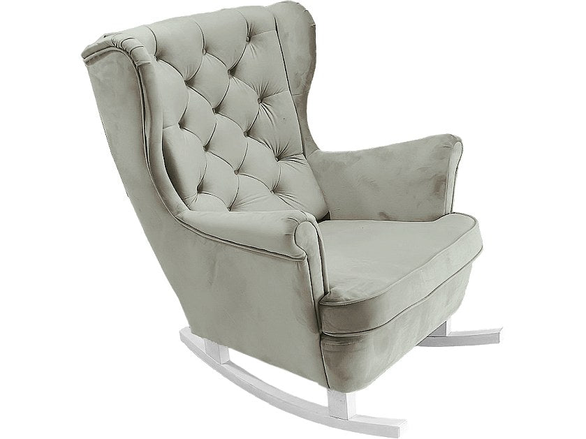 Capitonnage du fauteuil chesterfield MAYFAIR en tissu gris clair