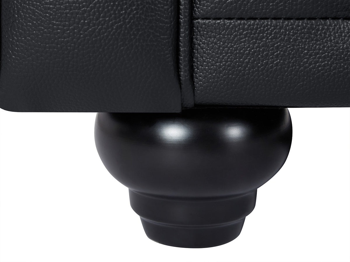 Pieds en bois du canapé chesterfield BEAUMONT 2 places cuir noir