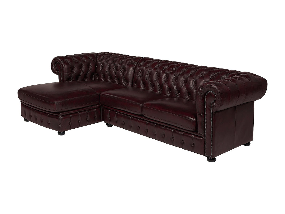 Assise 5 places du canapé d'angle chesterfield BRENTON marron chocolat