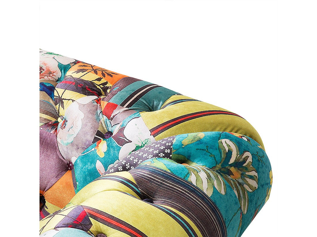 Vue d'ensemble du fauteuil chesterfield KIPLING coton multicolore