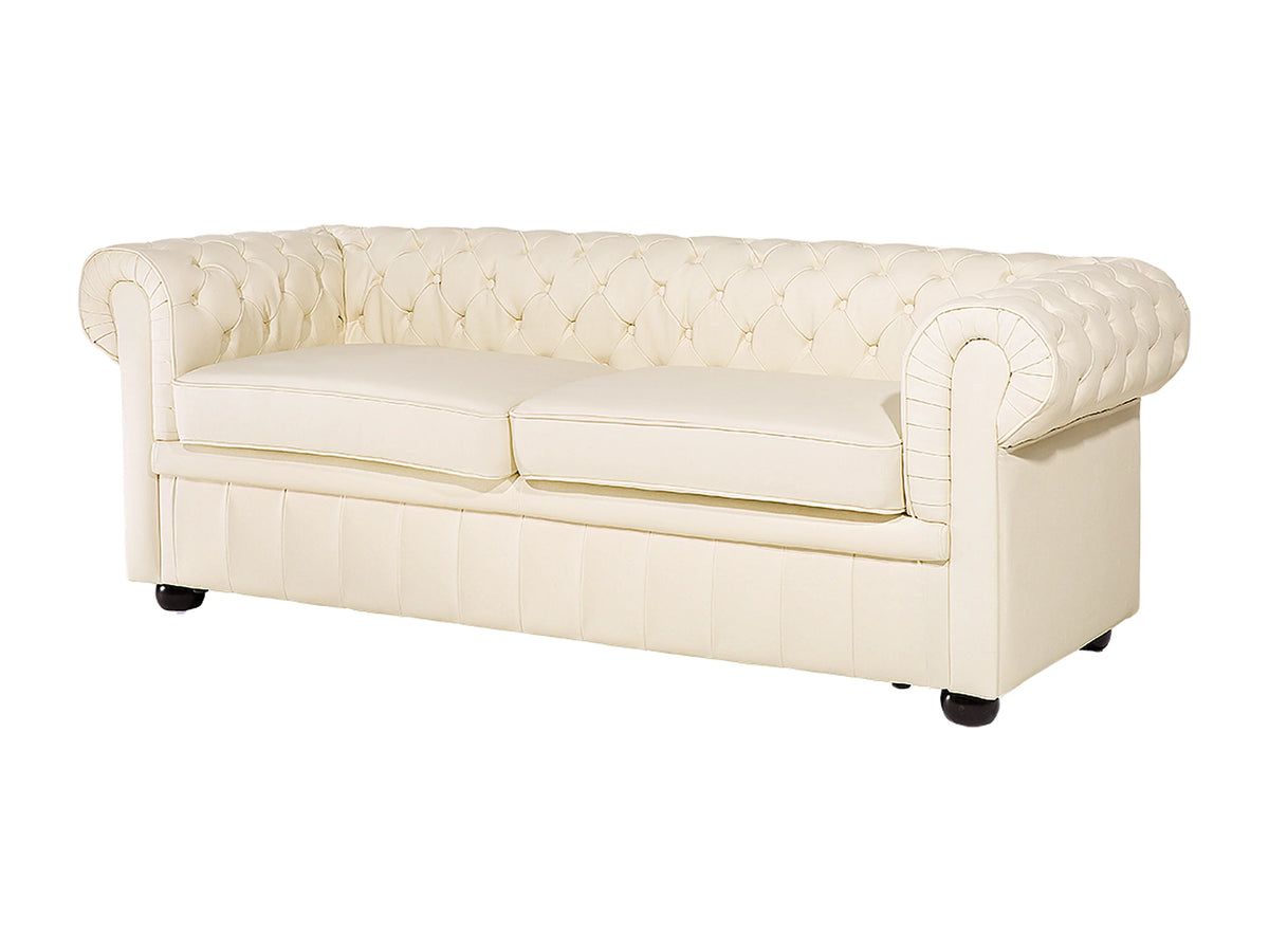 Capitonnage du canapé chesterfield WESTON 3 places simili beige