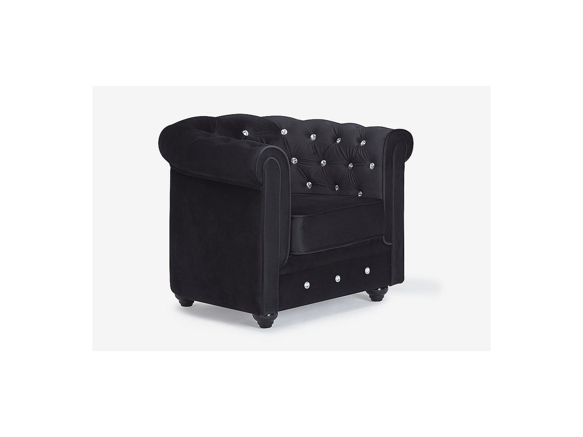 Accoudoirs roulés du fauteuil chesterfield CRYSTAL noir
