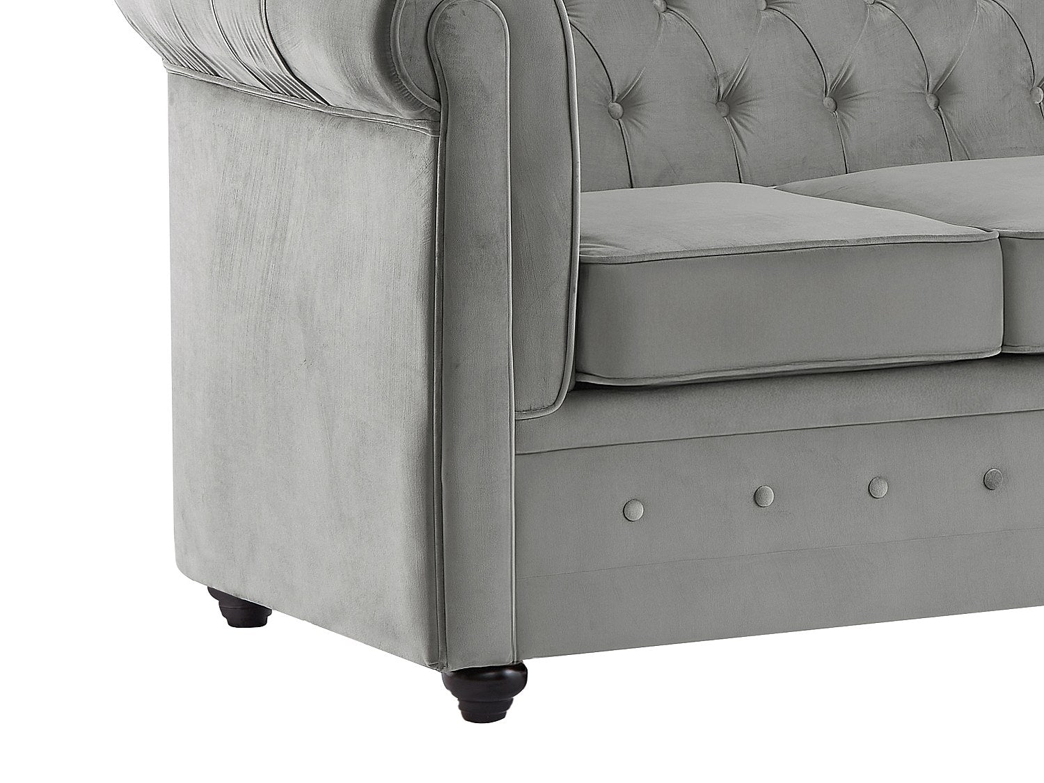 Couchage du canapé convertible chesterfield WINSTON velours gris
