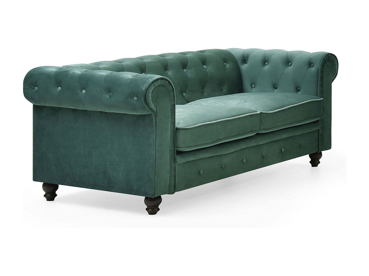 Détail du velours vert du canapé chesterfield WINDSOR