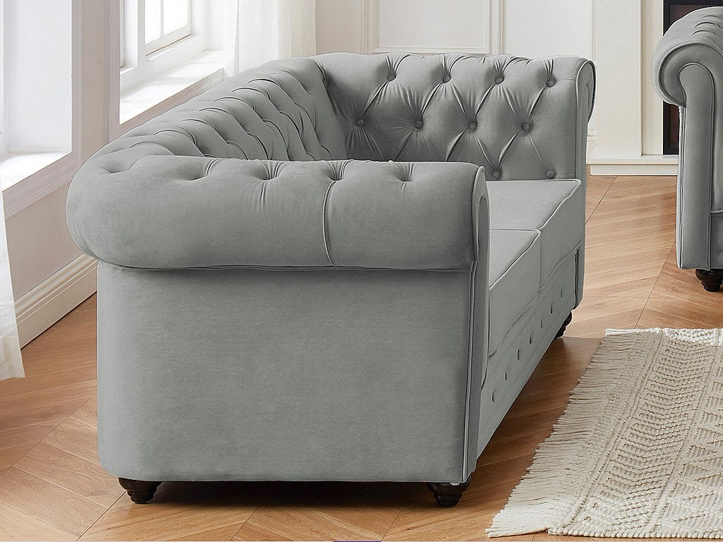 Accoudoirs roulés du canapé chesterfield HAMPSTEAD gris clair
