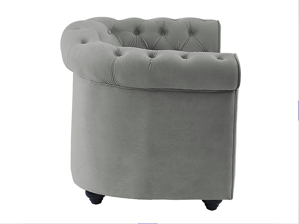 Vue d'ensemble du fauteuil chesterfield ILFORD 1 place gris clair