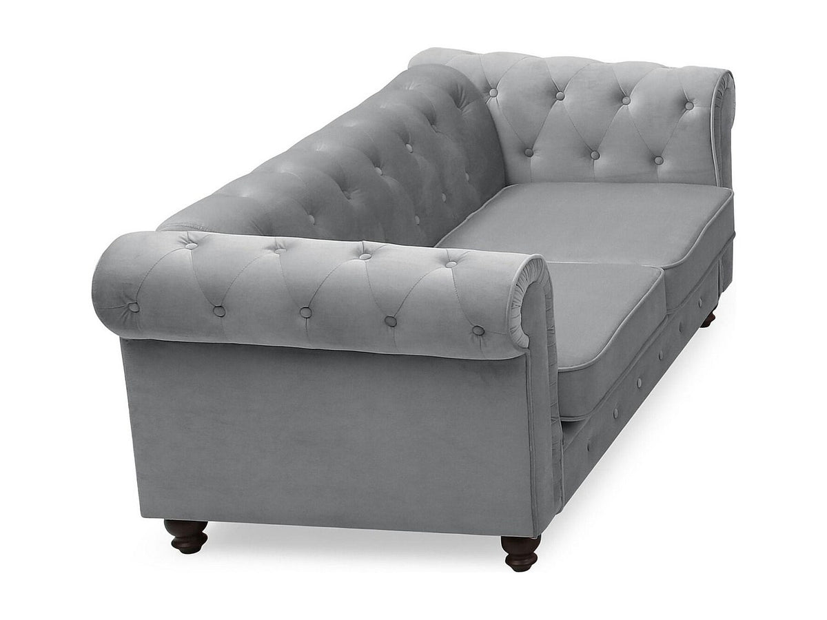 Détail du velours argenté du canapé chesterfield WINDSOR