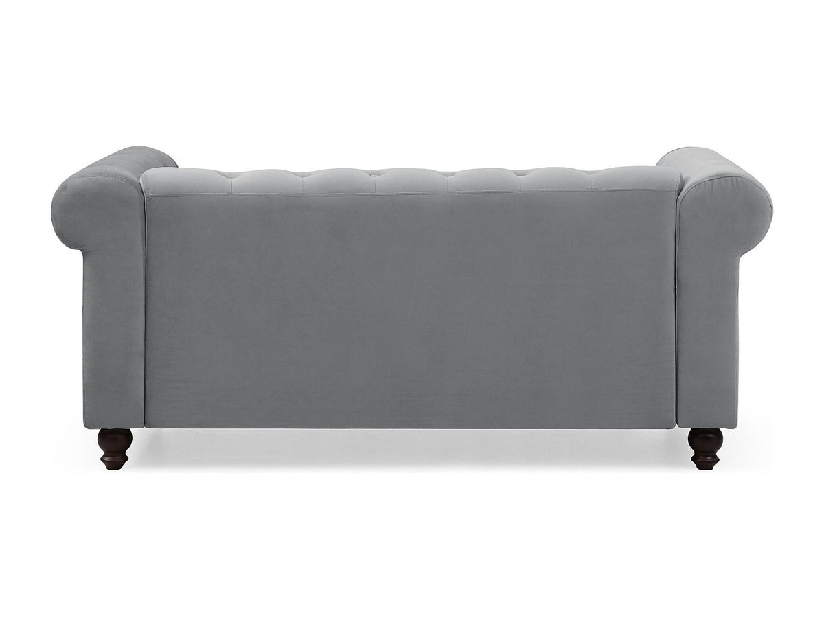 Vue d'ensemble du grand canapé chesterfield WINDSOR 2 places argenté