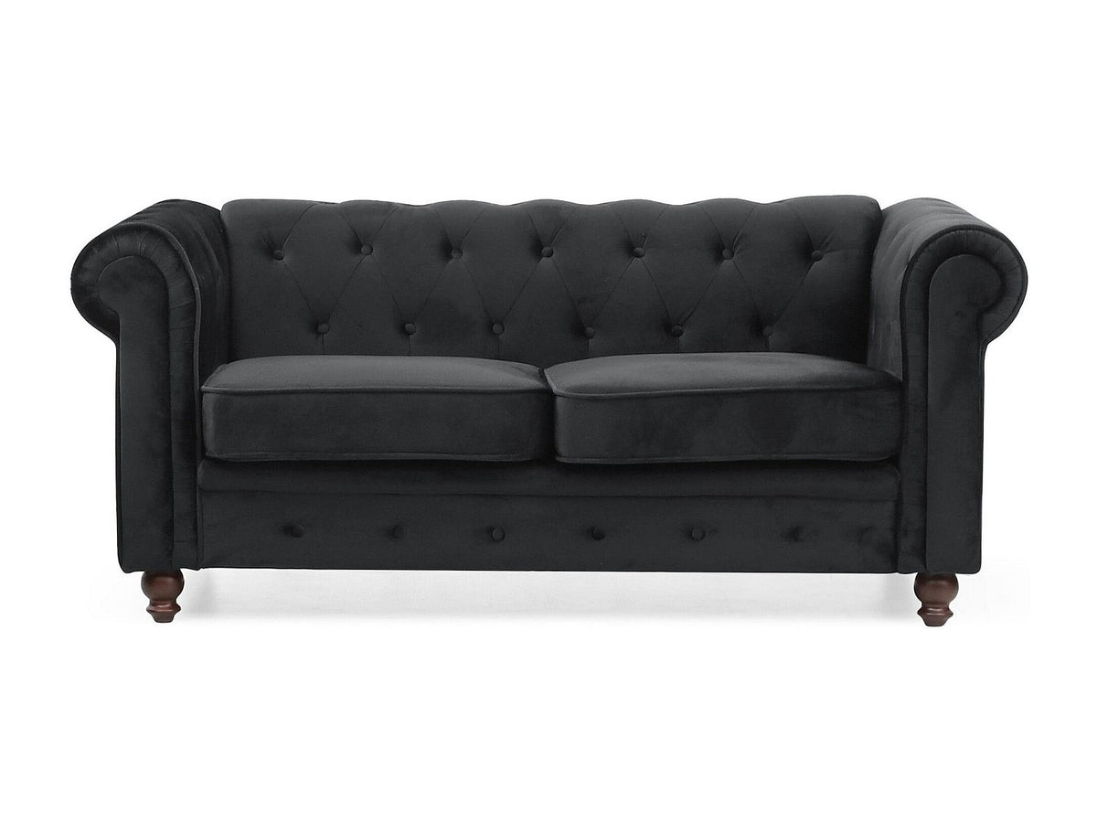 Capitonnage du grand canapé chesterfield WINDSOR en velours noir
