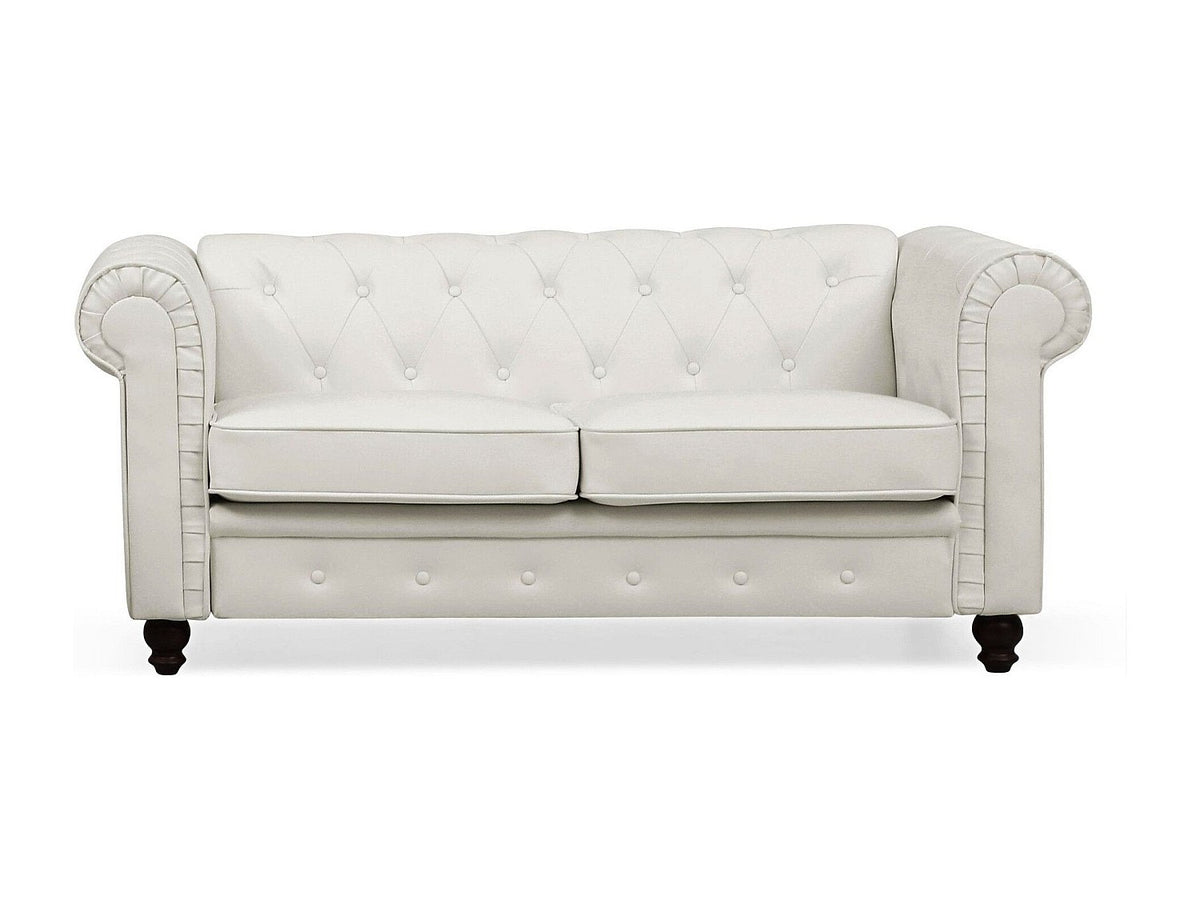 Détail du simili cuir blanc du canapé chesterfield WINDSOR