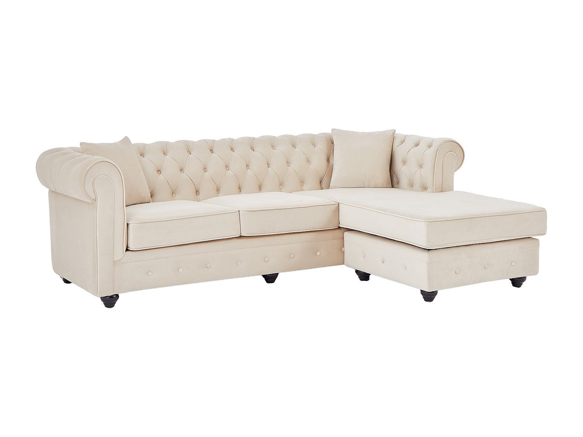 Accoudoirs enroulés du canapé chesterfield TOLEDO beige