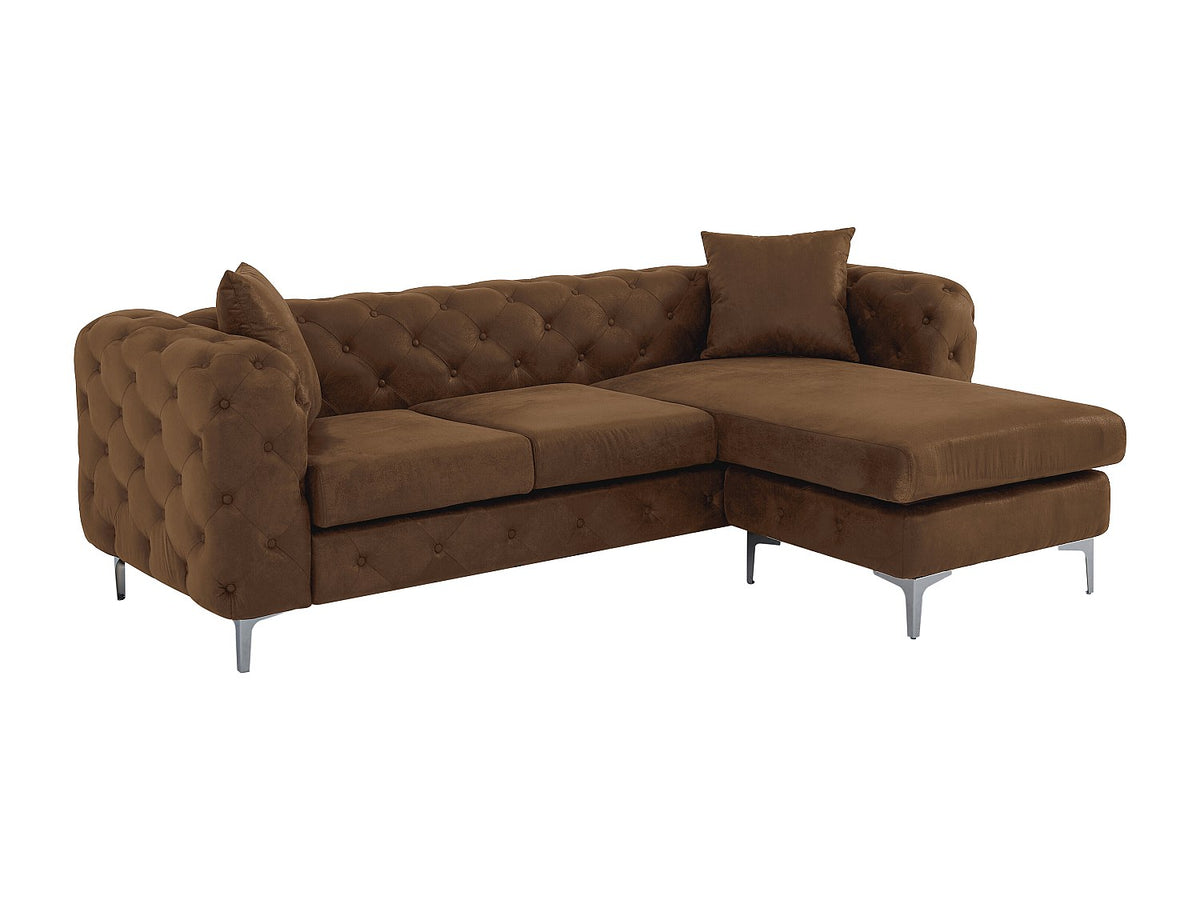 Méridienne réversible du canapé d'angle chesterfield EDWINA marron