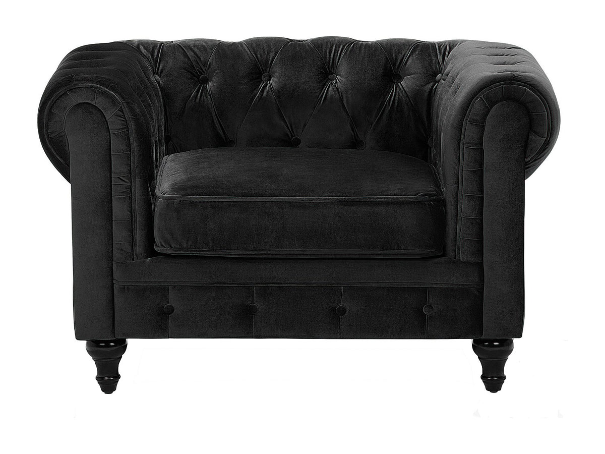 Assise rembourrée du fauteuil chesterfield HASTINGS velours noir