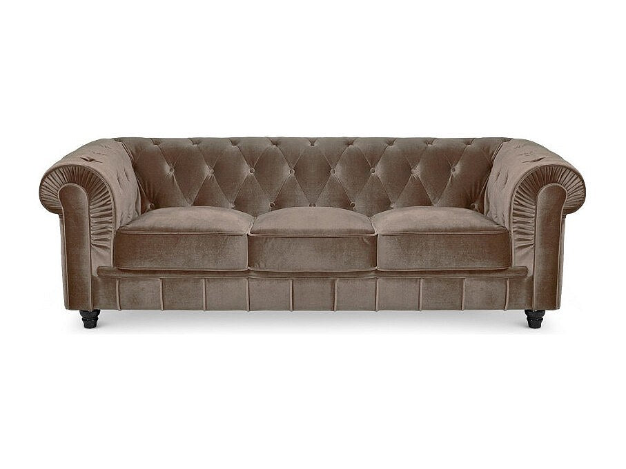 Capitonnage du canapé chesterfield WINDSOR 3 places velours taupe