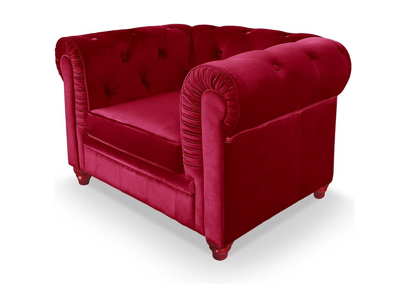Éventail de plis sur les accoudoirs du fauteuil chesterfield DUKE
